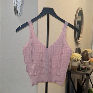 SHEIN Light Pink Geometric Knit Crop Top
